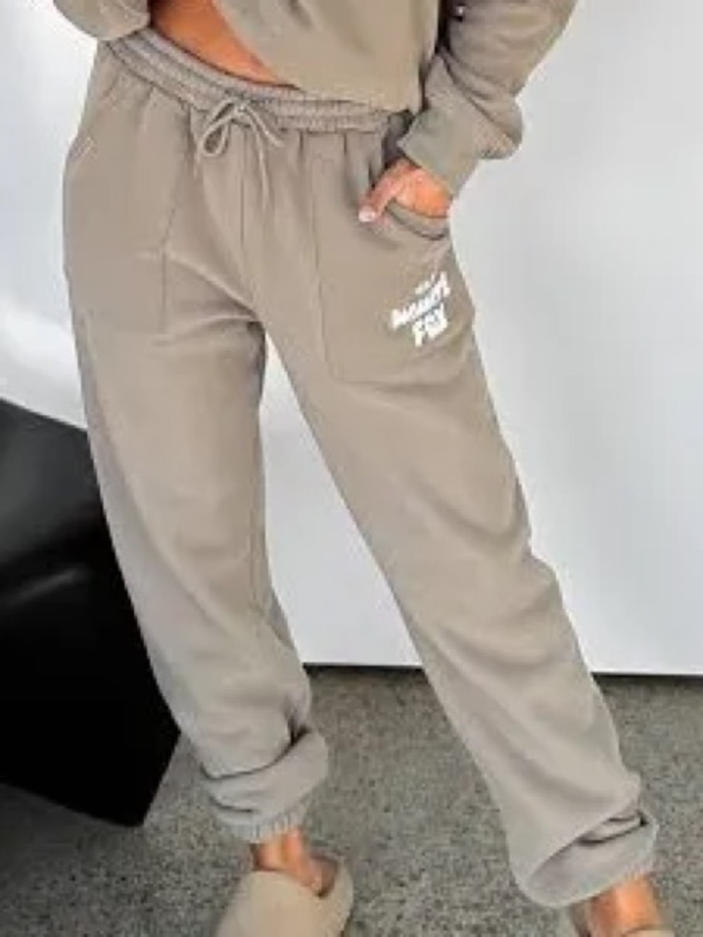 White Fox Boutique Moon Offstage Sweatpants in Light Taupe - XS